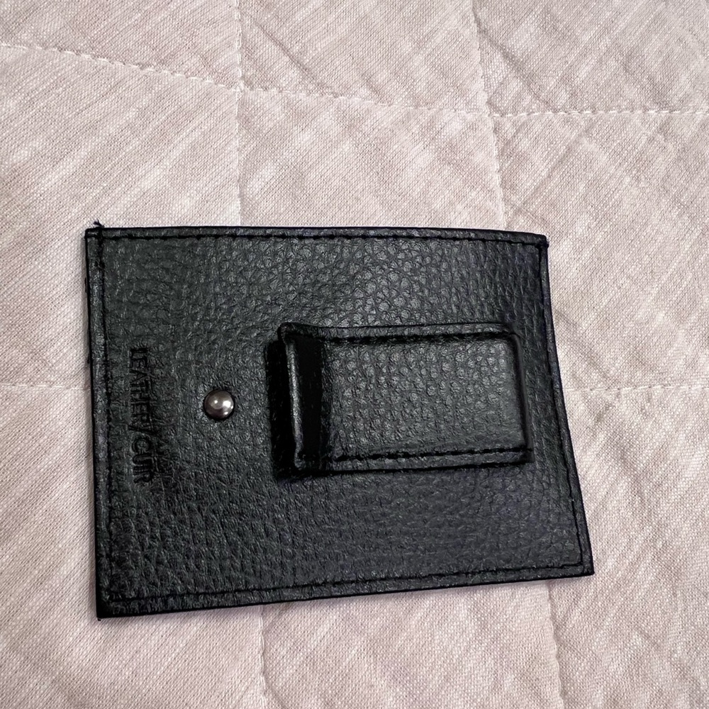 Leather Black Card Holder and money clip